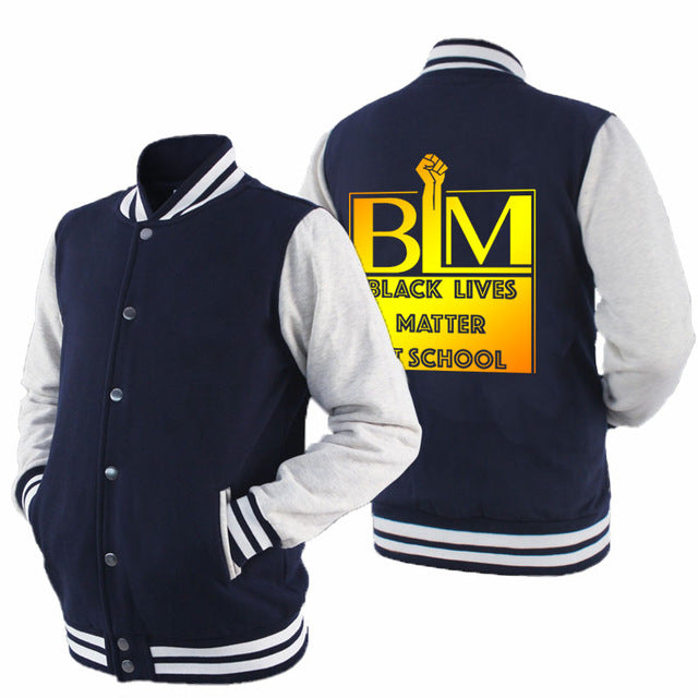Black Lives Matter - Men's Thick Cotton Fleece Zipper Fitted Baseball Jacket