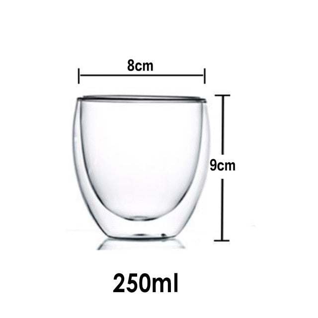 Heat Resistant Borosilicate Double-Wall Glass Mugs