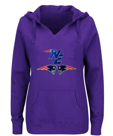 New England Patriots Women's V-neck Fitted Hoodie