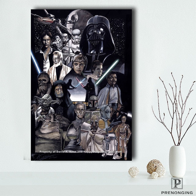 Spray Painted Silk Fabric Customized Vintage Star War Posters