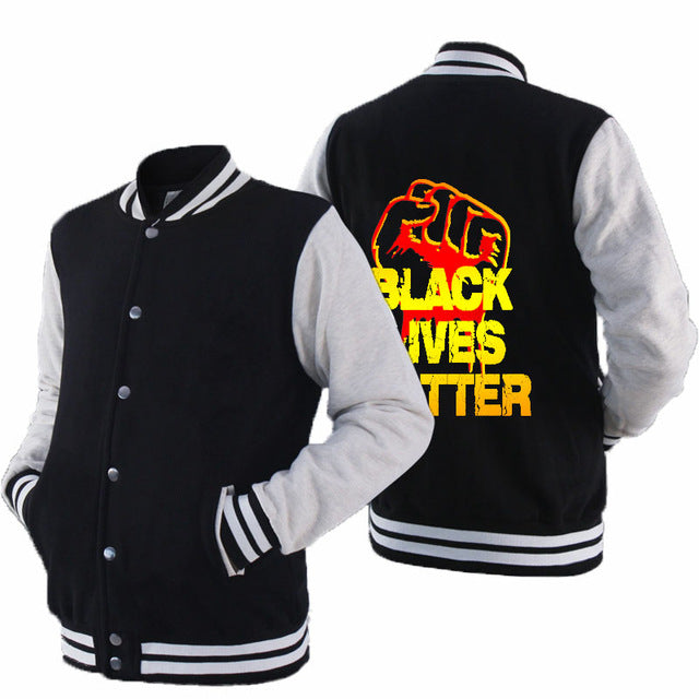 Black Lives Matter - Men's Thick Cotton Fleece Zipper Fitted Baseball Jacket