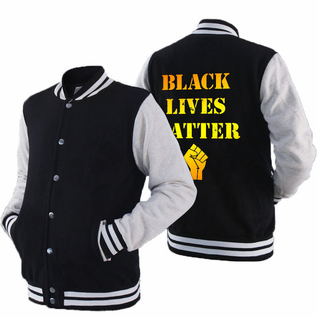 Black Lives Matter - Men's Thick Cotton Fleece Zipper Fitted Baseball Jacket