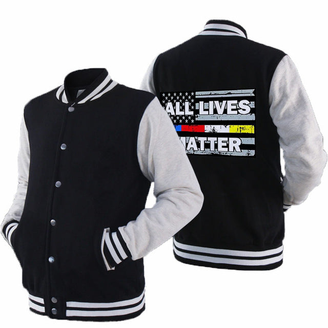 Black Lives Matter - Men's Thick Cotton Fleece Zipper Fitted Baseball Jacket