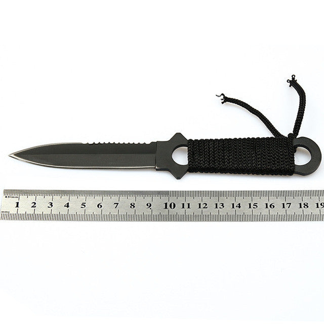 Tactical Paratrooper Diver Field Survival Hunting Stainless Steel Knife With Scabbard