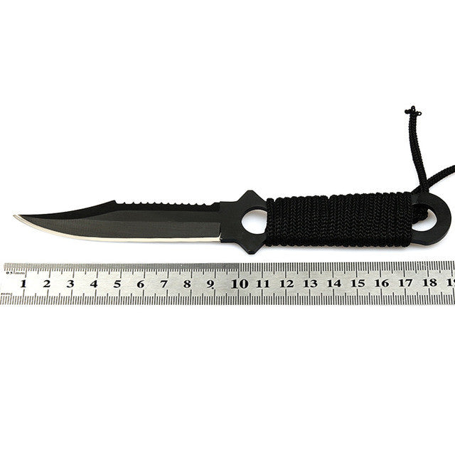 Tactical Paratrooper Diver Field Survival Hunting Stainless Steel Knife With Scabbard