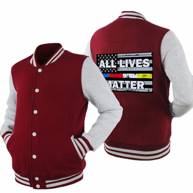 Black Lives Matter - Men's Thick Cotton Fleece Zipper Fitted Baseball Jacket