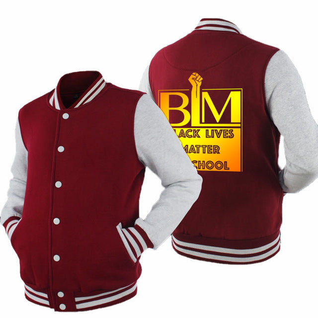 Black Lives Matter - Men's Thick Cotton Fleece Zipper Fitted Baseball Jacket