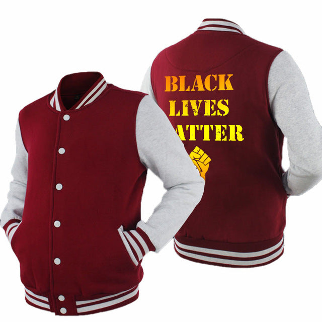 Black Lives Matter - Men's Thick Cotton Fleece Zipper Fitted Baseball Jacket