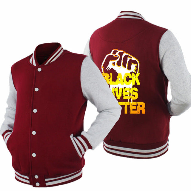 Black Lives Matter - Men's Thick Cotton Fleece Zipper Fitted Baseball Jacket