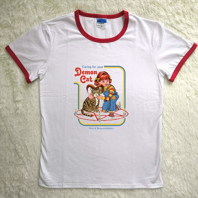 Childhood Caring For Your Demon Cat Tshirt