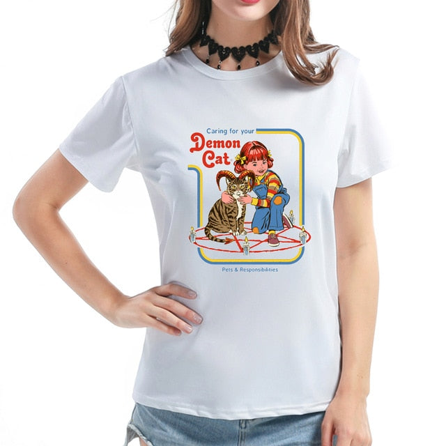 Childhood Caring For Your Demon Cat Tshirt