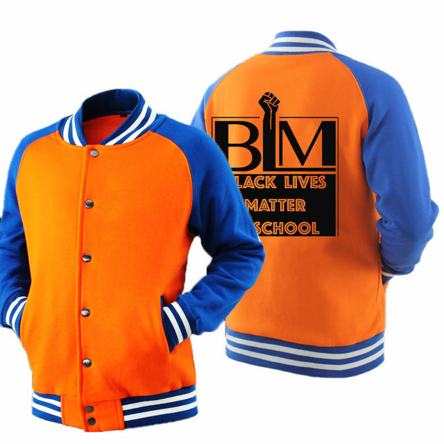 Black Lives Matter - Men's Thick Cotton Fleece Zipper Fitted Baseball Jacket
