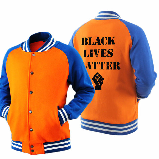 Black Lives Matter - Men's Thick Cotton Fleece Zipper Fitted Baseball Jacket