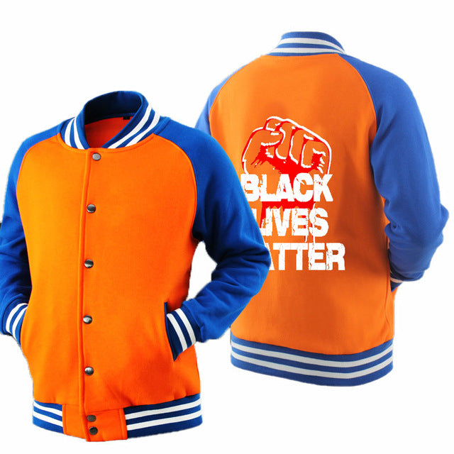Black Lives Matter - Men's Thick Cotton Fleece Zipper Fitted Baseball Jacket