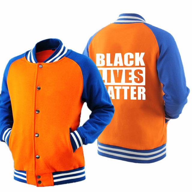 Black Lives Matter - Men's Thick Cotton Fleece Zipper Fitted Baseball Jacket