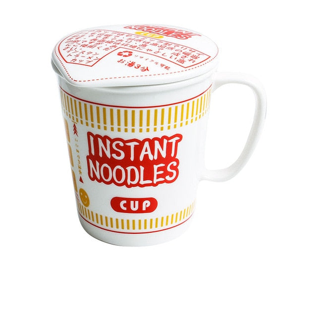 Large Pigmented Ceramic Mugs (Dormitory Bowls) with Lid - Ideal for Students