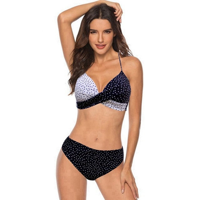 Underwire Mid-waist Bandage Bikini Swimwear