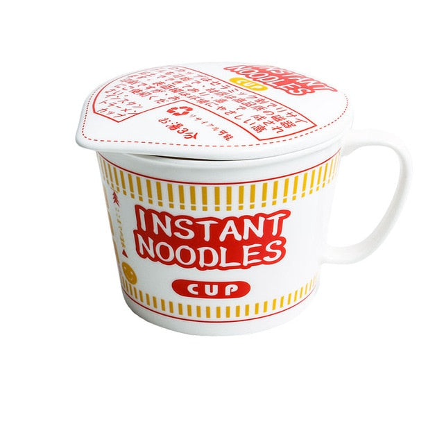 Large Pigmented Ceramic Mugs (Dormitory Bowls) with Lid - Ideal for Students