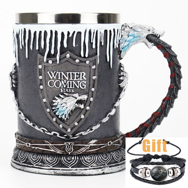 Antique Game of Thrones, Might and Magic Goblet Stainless Steel Resin Mugs