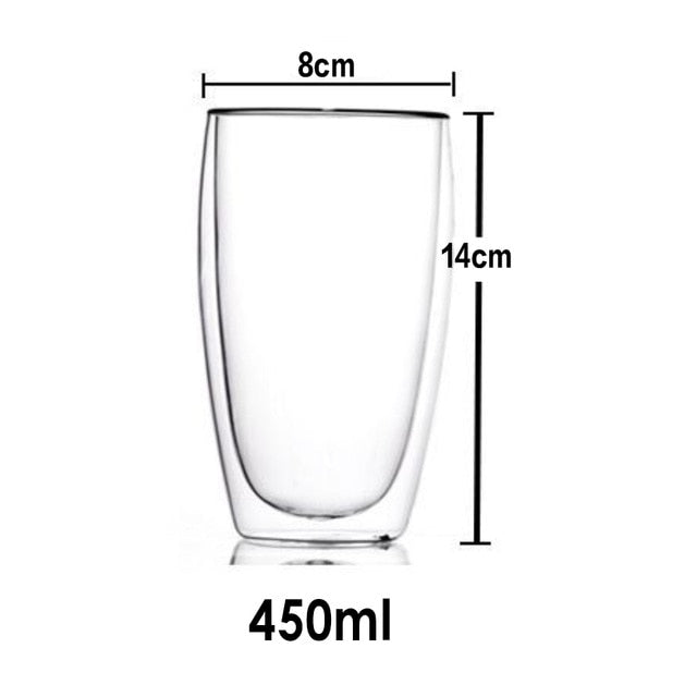 Heat Resistant Borosilicate Double-Wall Glass Mugs