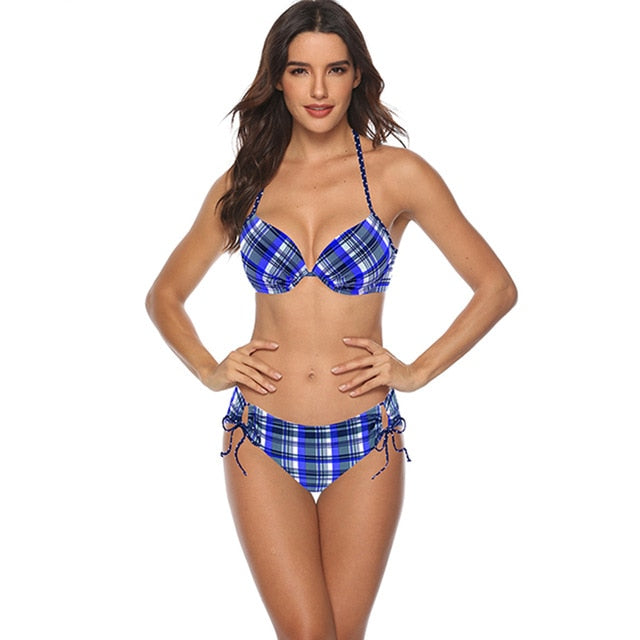 Underwire Mid-waist Bandage Bikini Swimwear