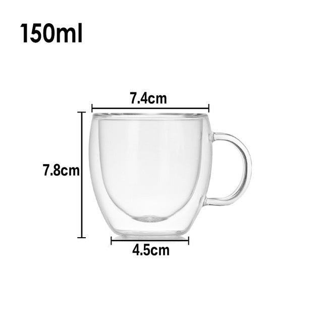 Heat Resistant Borosilicate Double-Wall Glass Mugs