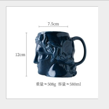 Limited Edition Apollo David Head Sculptured 3D Ceramic Milk/Coffee/Tea Mugs