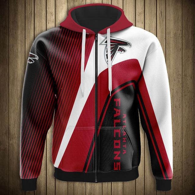 NFL 3D Striped Team Logo Zippered Hoodie