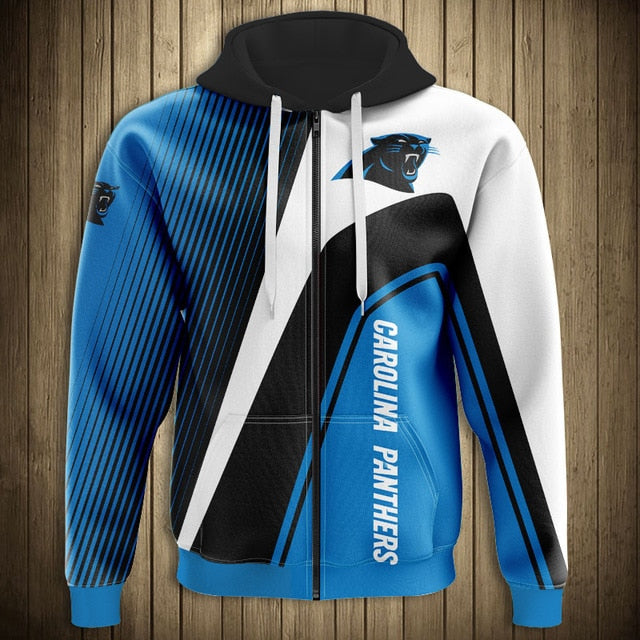 NFL 3D Striped Team Logo Zippered Hoodie