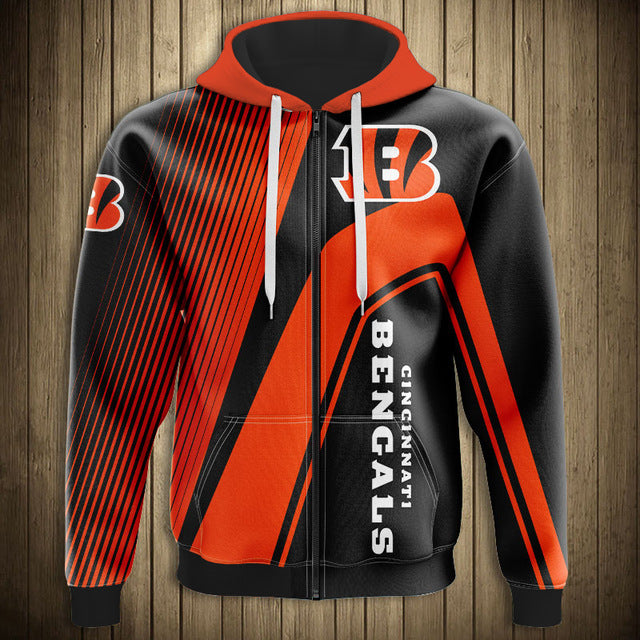 NFL 3D Striped Team Logo Zippered Hoodie