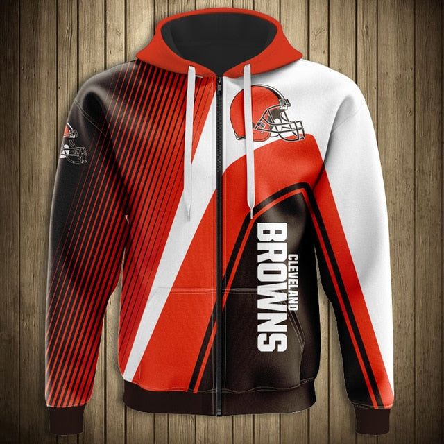 NFL 3D Striped Team Logo Zippered Hoodie