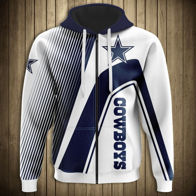 NFL 3D Striped Team Logo Zippered Hoodie