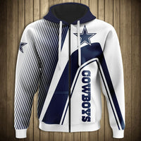 Thumbnail for NFL 3D Striped Team Logo Zippered Hoodie