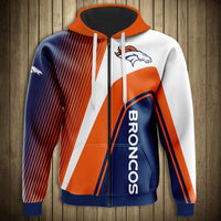 Thumbnail for NFL 3D Striped Team Logo Zippered Hoodie