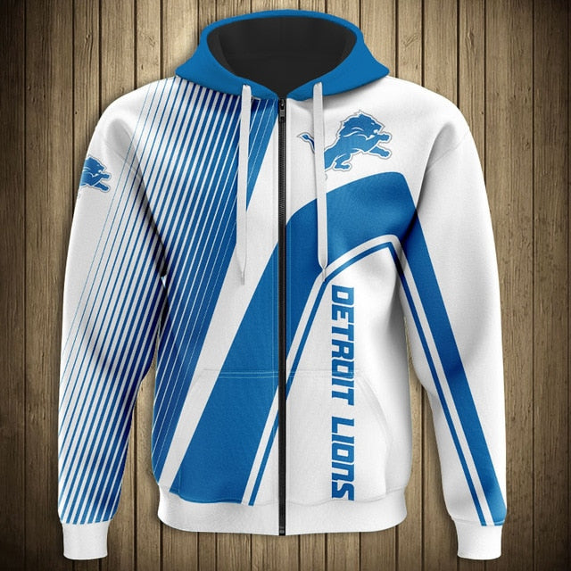 NFL 3D Striped Team Logo Zippered Hoodie