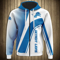Thumbnail for NFL 3D Striped Team Logo Zippered Hoodie
