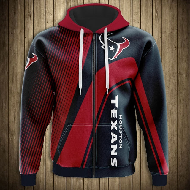 NFL 3D Striped Team Logo Zippered Hoodie