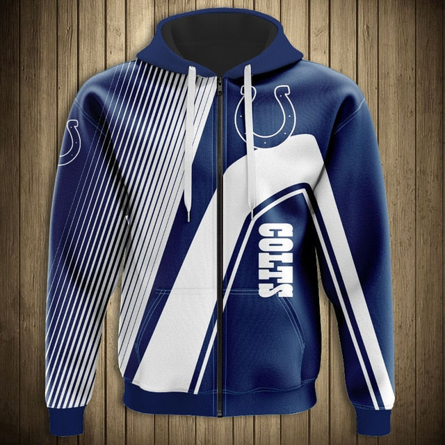 NFL 3D Striped Team Logo Zippered Hoodie