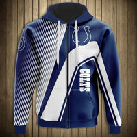 Thumbnail for NFL 3D Striped Team Logo Zippered Hoodie