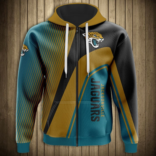 NFL 3D Striped Team Logo Zippered Hoodie