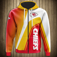 Thumbnail for NFL 3D Striped Team Logo Zippered Hoodie