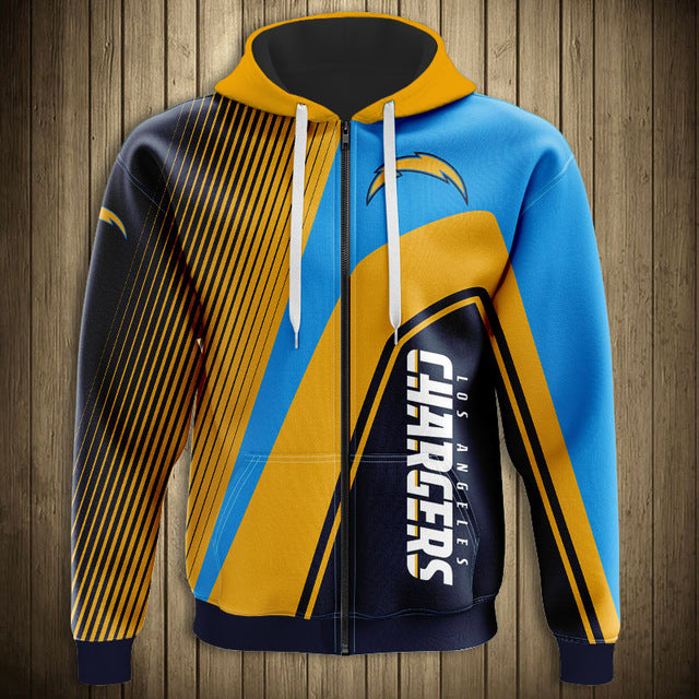NFL 3D Striped Team Logo Zippered Hoodie