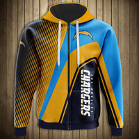 Thumbnail for NFL 3D Striped Team Logo Zippered Hoodie
