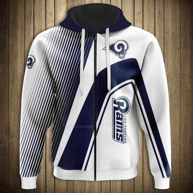 NFL 3D Striped Team Logo Zippered Hoodie