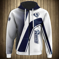Thumbnail for NFL 3D Striped Team Logo Zippered Hoodie
