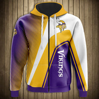 Thumbnail for NFL 3D Striped Team Logo Zippered Hoodie