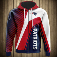 Thumbnail for NFL 3D Striped Team Logo Zippered Hoodie