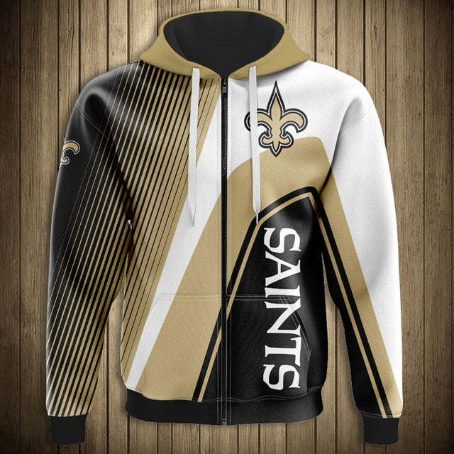 NFL 3D Striped Team Logo Zippered Hoodie