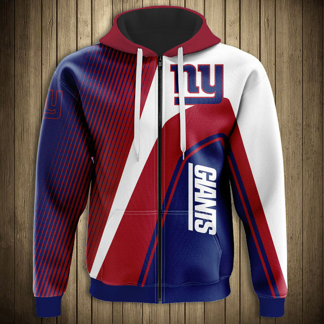 NFL 3D Striped Team Logo Zippered Hoodie