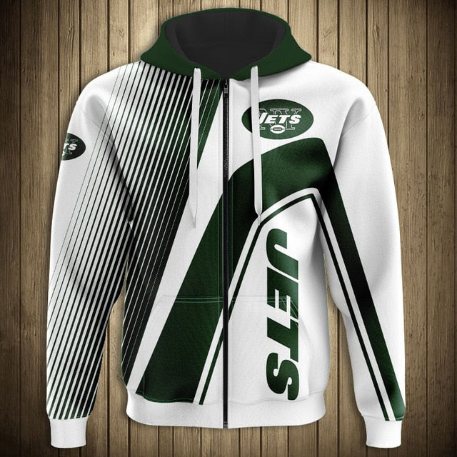 NFL 3D Striped Team Logo Zippered Hoodie